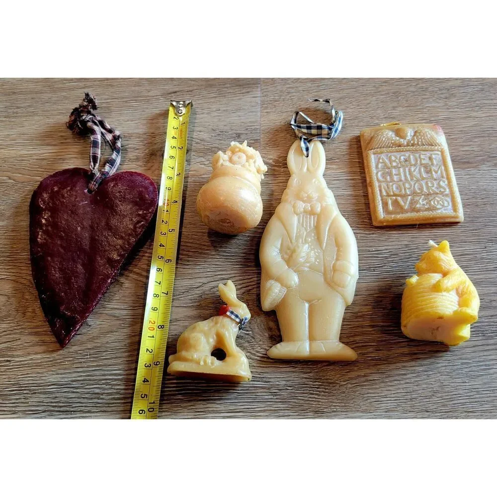 Primitive Americana wax homedecor figurine lot heart bunny Pooh sunflower bundle